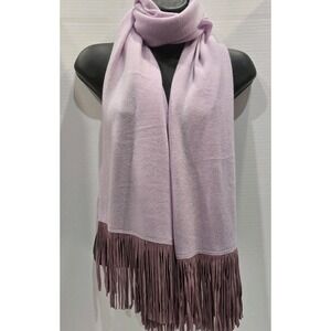 Beryll 100% Cashmere Leather Fringe Shawl Wrap Scarf Lavender/Lt Purple USA